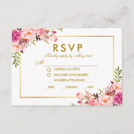 Aquarellfarben Rosa UAWG Hochzeit Gold RSVP Karte