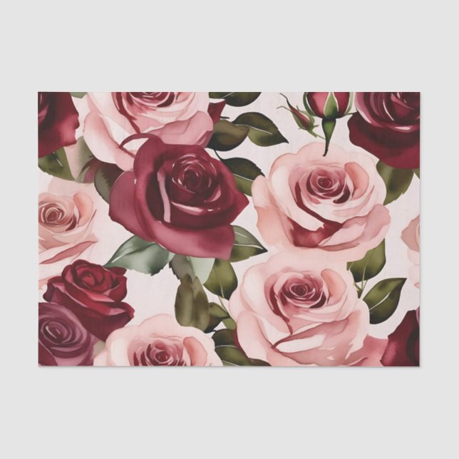 Aquarellfarben Rosa und Burgund Seidenpapier (Vorderseite)
