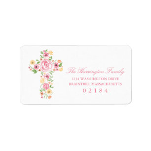Aquarellfarben Rosa und Gelbe Blume Cross Adressaufkleber