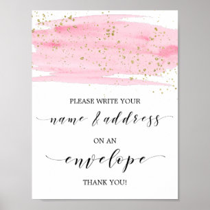 Aquarellfarben Rosa und Gold-Adresse Ein Umschlag- Poster