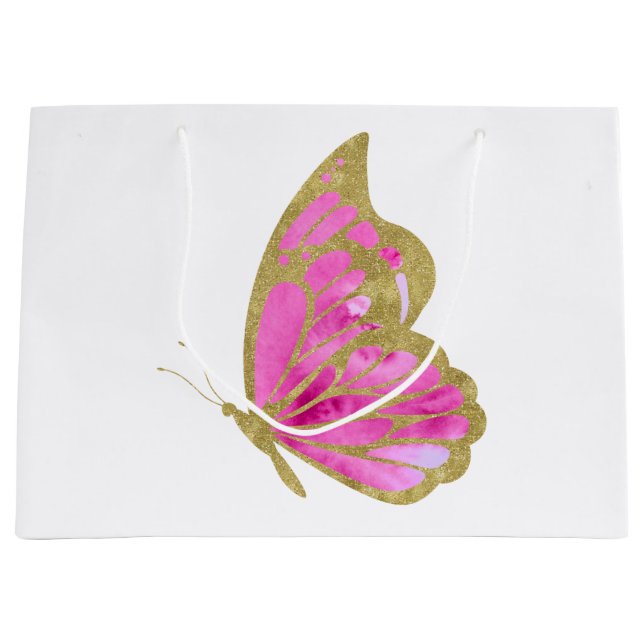 Aquarellfarben Rosa und Goldbarren Große Geschenktüte (Vorderseite)