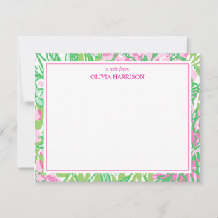 Aquarellfarben, rosa und grün, Blumengestalt Mitteilungskarte