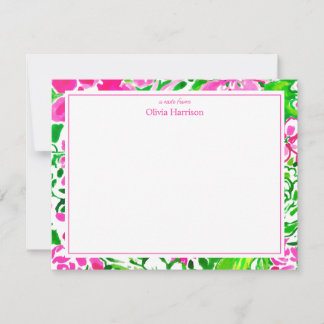 Aquarellfarben, rosa und grüne Blütenpflanzen, kun Mitteilungskarte