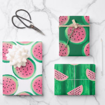 Aquarellfarben Rosa und Grüne Wassermelonen