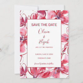 Aquarellfarben Rosa und Rote Blume Save The Date