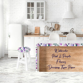 Aquarellfarben Rosa und violette Blumen Dekoupage Seidenpapier