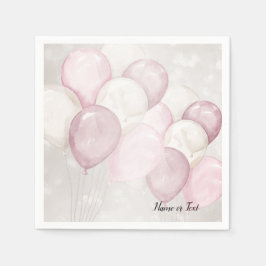 Aquarellfarben Rosa Weißballons Party Serviette