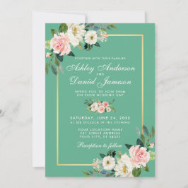 Aquarellfarben Rosa Weißes Gold Hochzeitsnadel Einladung