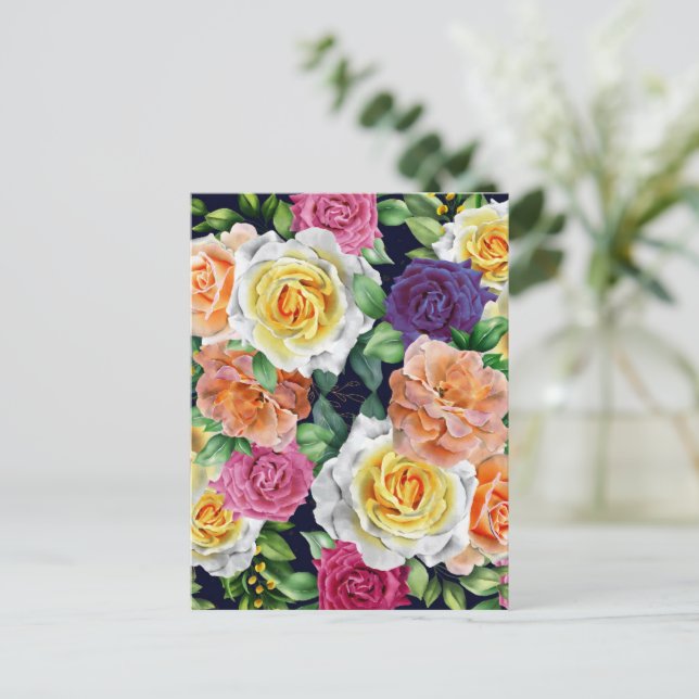 Aquarellfarben-Rose 29 Postkarte (Stehend Vorderseite)