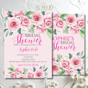Aquarellfarben Rose Brautdusche Einladung
