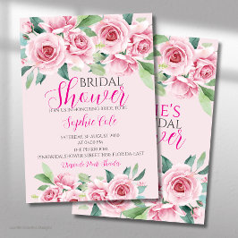 Aquarellfarben Rose Brautdusche Einladung