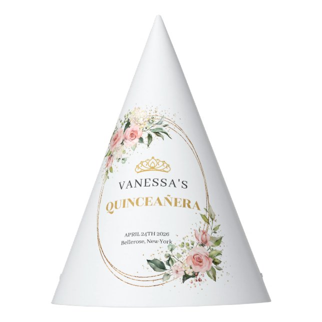 Aquarellfarben Rose Eukalyptus Goldbarren Partyhütchen (Vorderseite)