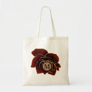 Aquarellfarben Rose Goldbordeon-Imitat-Folie Monog Tragetasche
