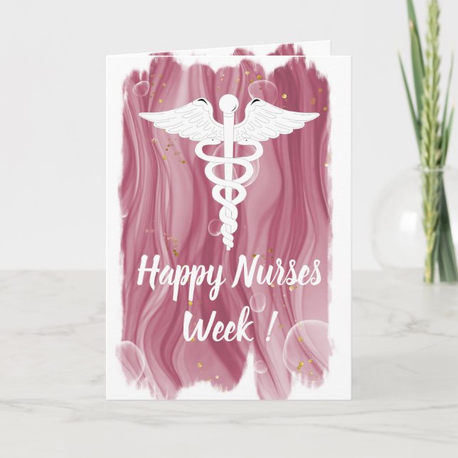 Aquarellfarben Rose Goldene Rosa Fröhliche Kranken Karte (Vorderseite)