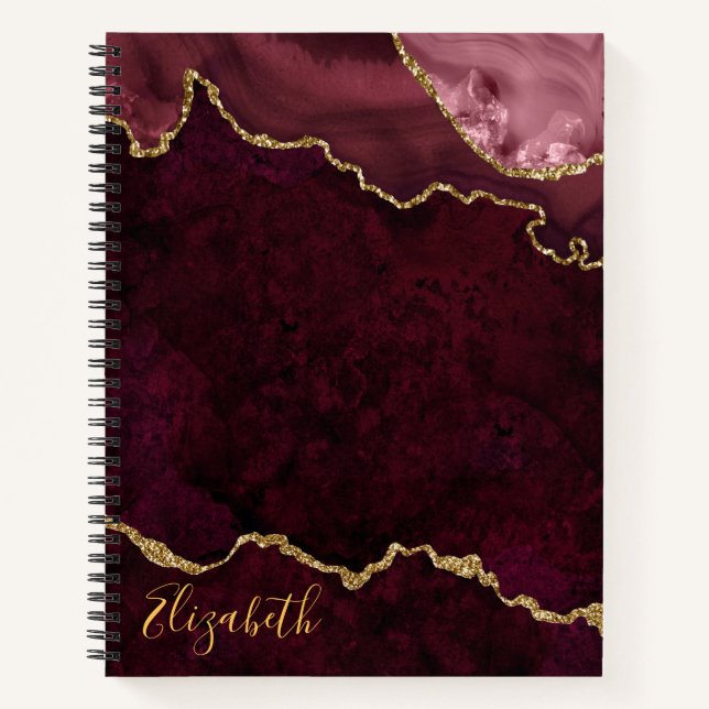 Aquarellfarben Rose Goldmarmor Agate Geode Notizbuch (Vorderseite)