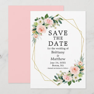 Aquarellfarben Rose Goldrahmen Rosa Rosa Save The Date