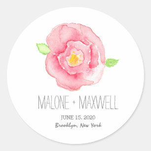 Aquarellfarben-Rose I Blumensticker Runder Aufkleber
