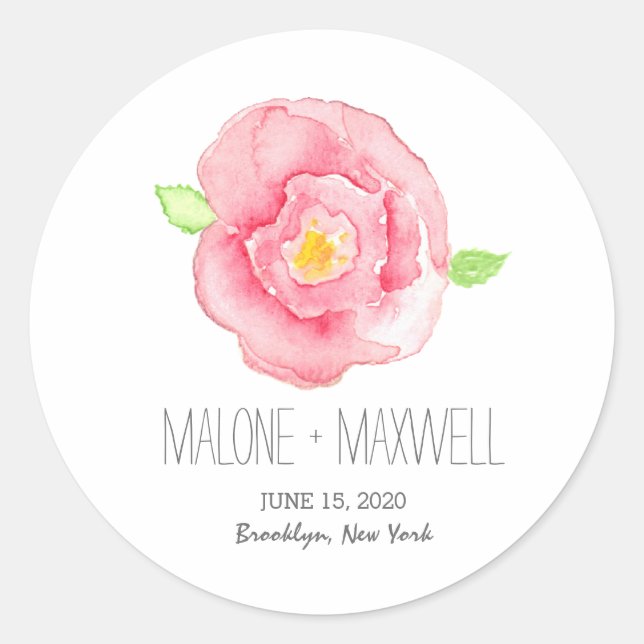Aquarellfarben-Rose I Blumensticker Runder Aufkleber (Vorderseite)