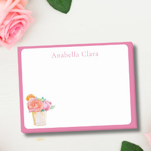 Aquarellfarben-Rose in Vase Post-it Klebezettel