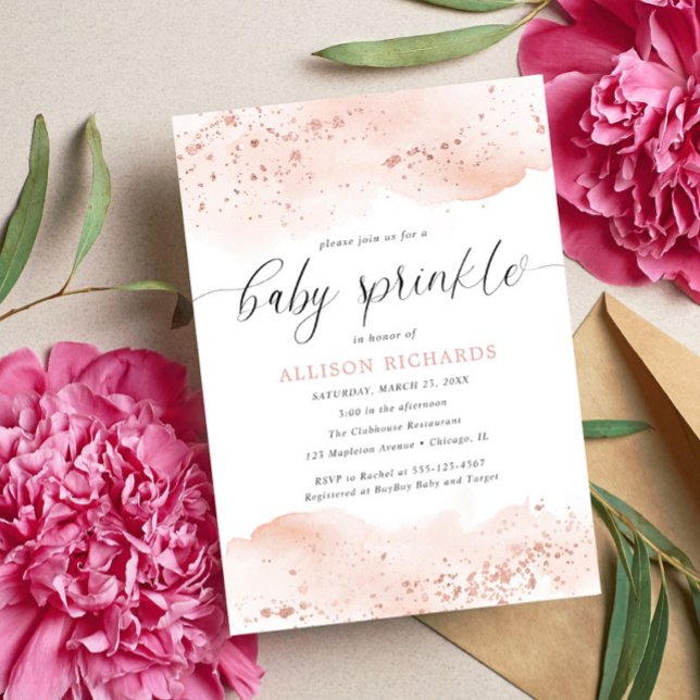 Aquarellfarben Rose Rosa-Girl-Sprink Einladung (Von Creator hochgeladen)