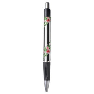 Aquarellfarben Rose Schwarz-Weiß Streifen PenSie w Kugelschreiber