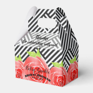 Aquarellfarben Rose Schwarz-weiße Streifen Derby G Geschenkschachtel