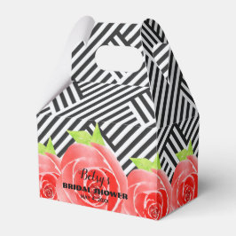 Aquarellfarben Rose Schwarz-weiße Streifen Derby G Geschenkschachtel