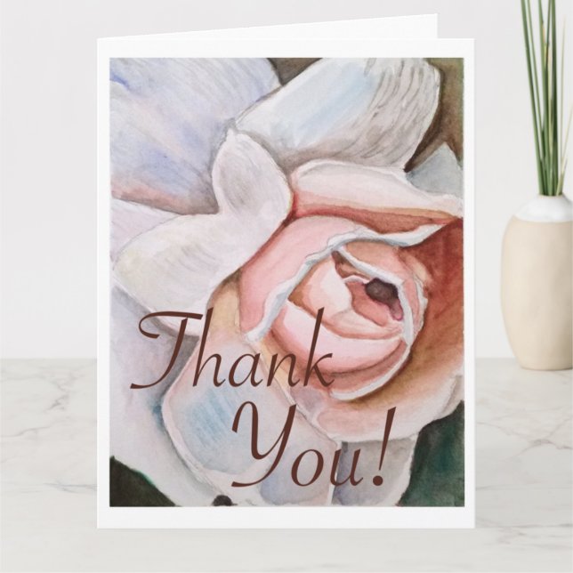 Aquarellfarben Rose Soft Realism Vielen Dank Dankeskarte (Vorderseite)