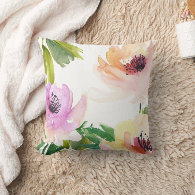 Aquarellfarben Rose Trendfloral Abstrakt Kissen (Decke)