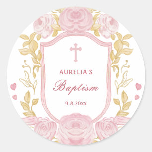 Aquarellfarben Rose Wappen Taufe Kleine Aufkleber