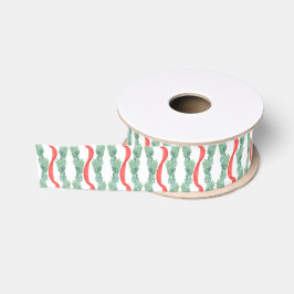 Aquarellfarben Rot & Grüne Garland & Ribbons Ripsband
