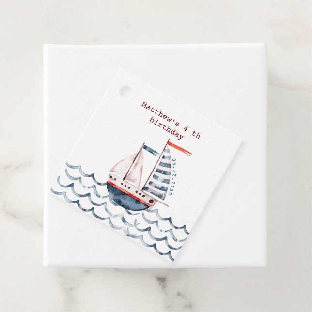 Aquarellfarben Rot und Blau Geburt des Kindes Geschenkanhänger (Beispiel)