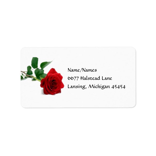 Aquarellfarben-Rote Rose - Adressetiketten (Vorne)