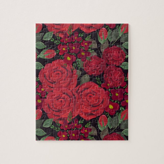 Aquarellfarben-rote Rosen auf schwarz, (Vertikal)