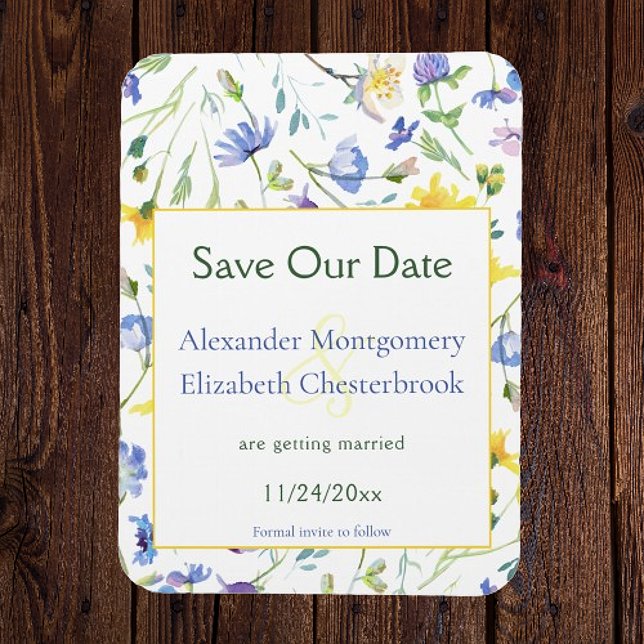 Aquarellfarben Save the Date Magnet (Watercolor Wildflowers Save the Date Magnet)