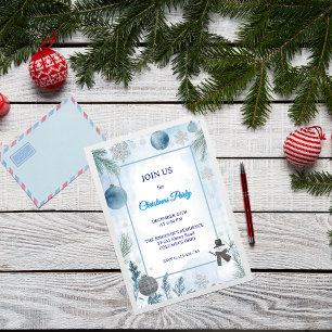 Aquarellfarben Scheckte Elegance Icy Blue Weihnach Einladung