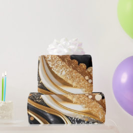 Aquarellfarben Schwarz & Gold Glitzer Agate Alkoho Geschenkpapier
