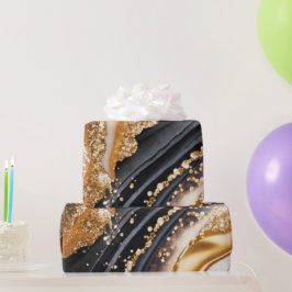 Aquarellfarben Schwarz & Gold Glitzer Agate Alkoho Geschenkpapier