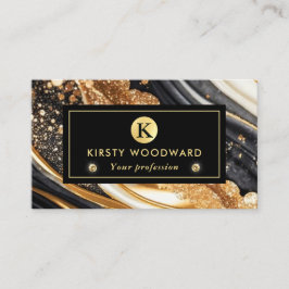 Aquarellfarben Schwarz und Gold Glitzer Alkoholtin Visitenkarte