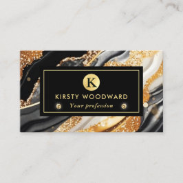 Aquarellfarben Schwarz und Gold Glitzer Alkoholtin Visitenkarte
