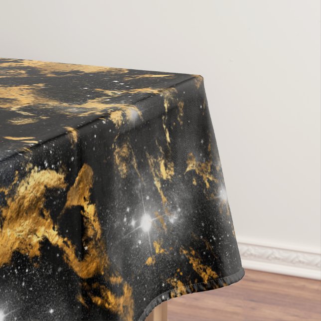 Aquarellfarben Schwarz und Gold Marmorgalaxie Tischdecke (Beispiel)