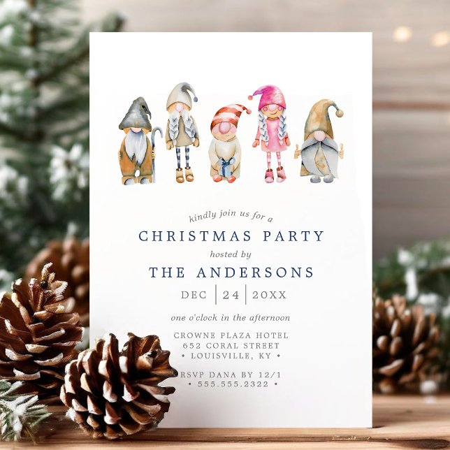 Aquarellfarben Skandinavier Elf Gnomes Weihnachts- Einladung (Von Creator hochgeladen)