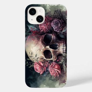 Aquarellfarben Skull Grunge Ästhetische Blumenkuns Case-Mate iPhone 14 Hülle