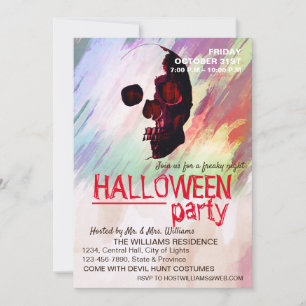 Aquarellfarben Skull Pink Painted Halloween Retro Einladung
