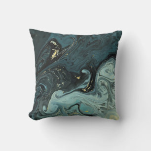 Aquarellfarben Slate Blue Water Swirl Kissen