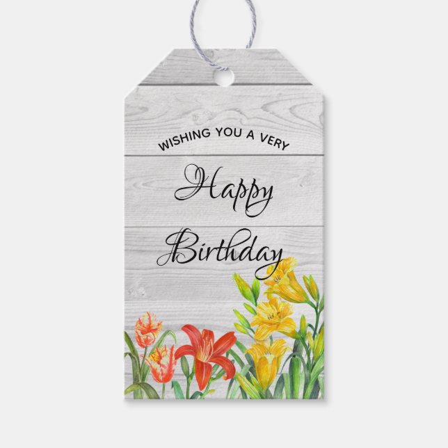 Aquarellfarben Sommerliche Blume zum Geburtstag Geschenkanhänger (Vorderseite)