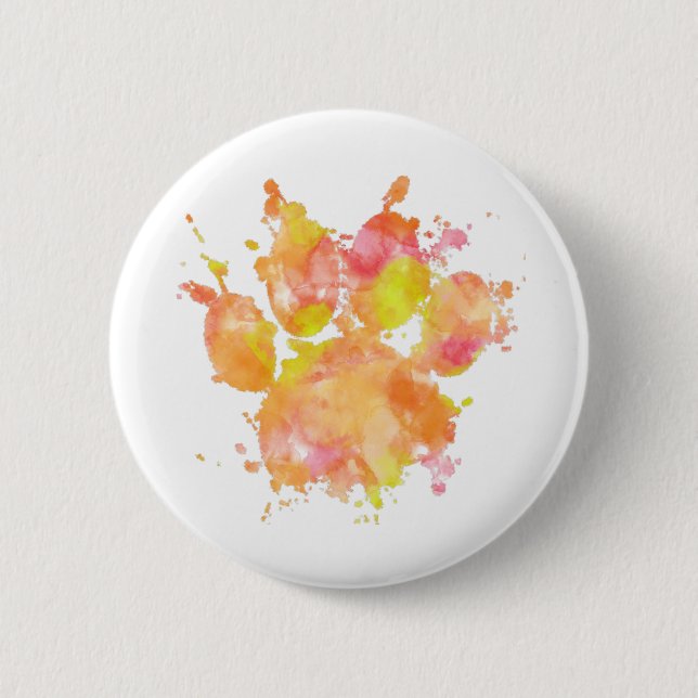 Aquarellfarben-Splash-Dog Pfosten Drucken Button (Vorderseite)