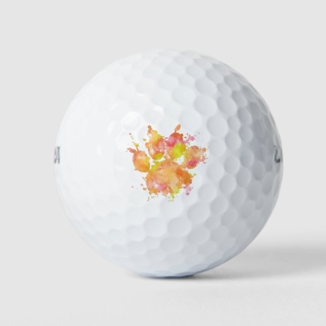 Aquarellfarben-Splash-Dog Pfosten Drucken Golfball (Vorderseite)