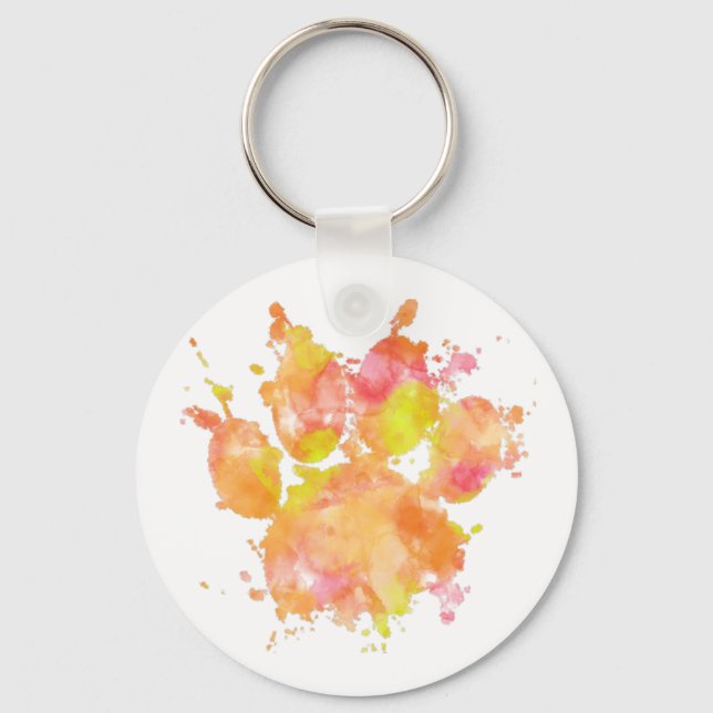 Aquarellfarben-Splash-Dog Pfosten Drucken Schlüsselanhänger (Vorderseite)