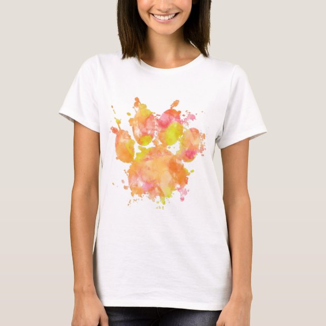 Aquarellfarben-Splash-Dog Pfosten Drucken T-Shirt (Vorderseite)